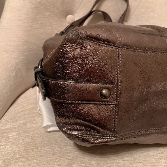 Coach Maggie Leather Metallic Hobo Shoulder Bag Gunmetal Grey 15259 - Picture 7 of 12